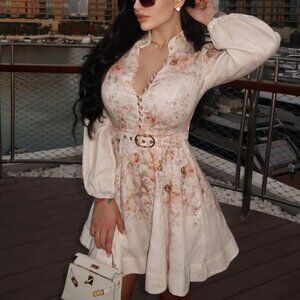 Zimmermann Illustration Buttoned Linen Mini Dress
